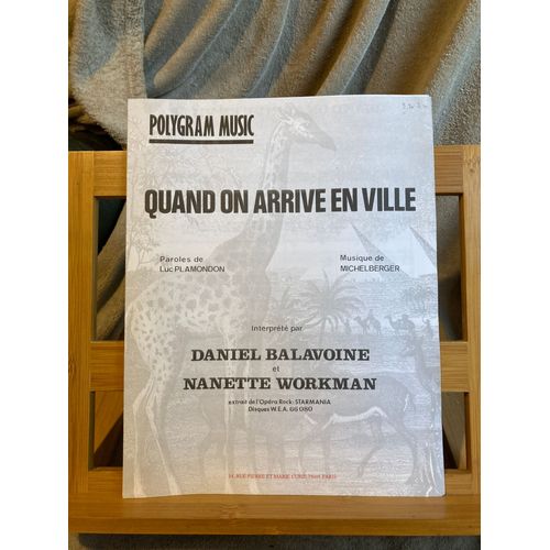Balavoine Quand On Arrive En Ville Partition Piano Accords Polygram Music 1988