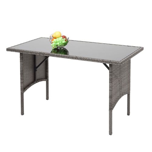 Table En Polyrotin Hwc-G16, Table De Jardin, Salle À Manger, Gastronomie 112x60cm   Gris