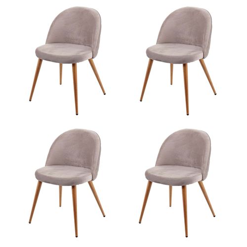 4x Chaise De Salle À Manger Hwc-D53, Fauteuil, Style Rétro Années 50, En Velours   Gris Brun