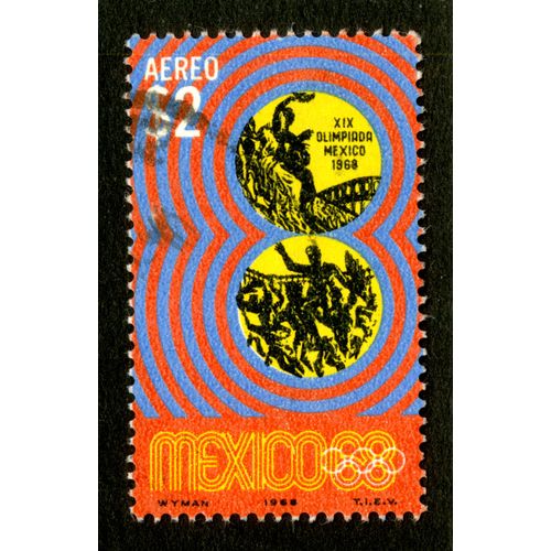 Timbre Oblitéré Mexico, Xix Olimpiada Mexico 1968, Aereo S2,