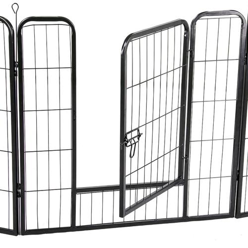 Yaheetech Parc pour Chien 16 Panneaux Cage pour Chien Interieur Enclos  Chiens Chiots Lapins Exterieur avec Porte Métal 80 x 80 cm Noir :  : Animalerie