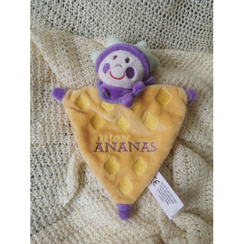 Doudou Plat Lutin Vert Violet Jaune Ananas Cmp