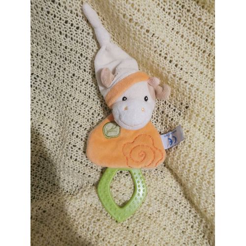 Petit Doudou Vache Bonnet Orange Vert Dentition Gipsy