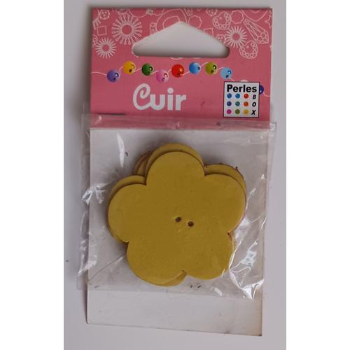 Boutons De Cuir Jaune En Forme De Fleurs De 5 Cm X 4