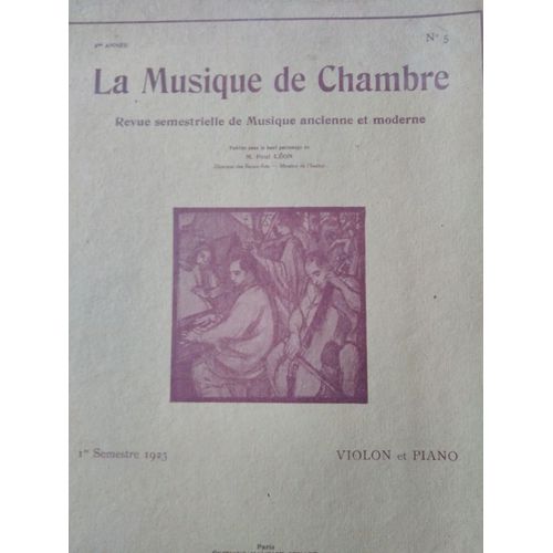 La Musique De Chambre N°5 Revue Semestrielle De Musique Ancienne Et Moderne