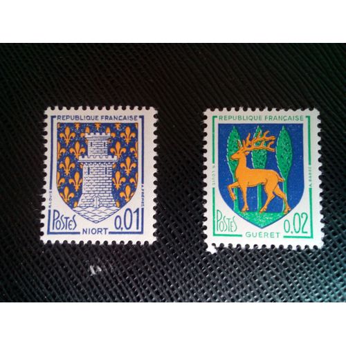 Timbre France Yt 1351 A - 1351 B Armoiries Niort Et Guéret 1964 ( 050505 )
