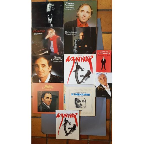 Charles Aznavour - Lot De 8 Vinyles Et 3 Livres