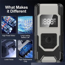 Compresseur D'air Portable De Gonfleur Pneu, Pompe À Air Sans 150psi 7500mah Avec Écran Lcd Pression Précise