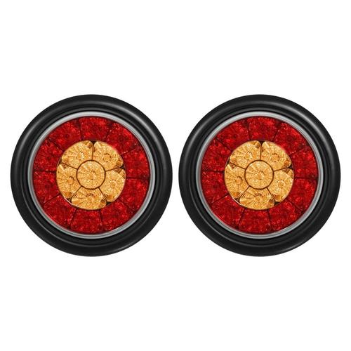 2x Rond 4 Pouces Rouge/ Led Camion Remorque Feux Arrière Feu De Freinage Frein Clignotants