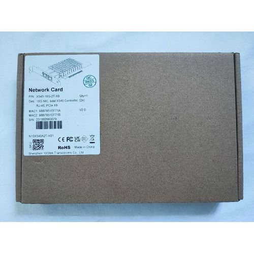Carte réseau 10GTek Intel X540 Controller 2x RJ45 PCIe x8 Intel X540-10G-2T-X8