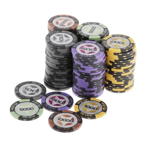 TOOGOO Chip Set de Jetons de Poker 100 Jetons de Jetons de Poker Texas Holdem 