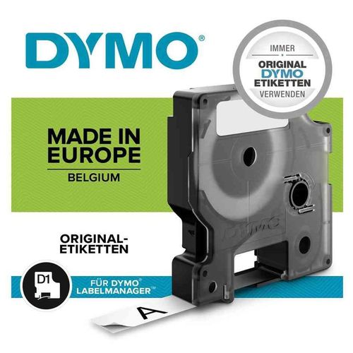 Dymo Dymo D1 Vinyle Ruban D'etiquette Hp, Blanc/Rouge, 12 Mm X 3m