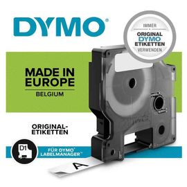 Dymo Dymo D1 Vinyle Ruban D'etiquette Hp, Blanc/Rouge, 12 Mm X 3m