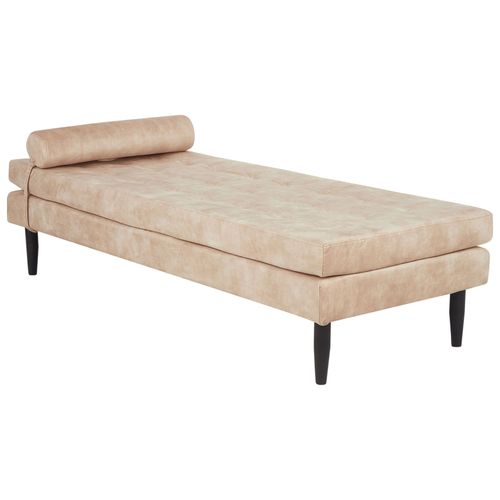 Chaise Longue 180 X 70 Cm En Velours Beige Ussel
