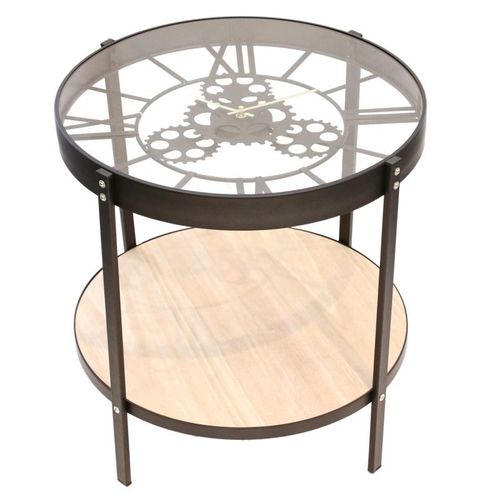 Paris Prix - Table D'appoint Design "Plateau Horloge" 51cm Noir