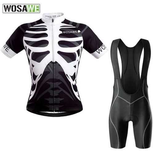 Maillot De Cyclisme Homme Manches Courte + Cuissard À Vélo Bretelle Gel Vetement De Vtt