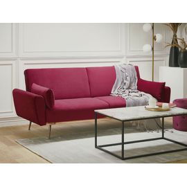Canapé Convertible 3 Places En Velours Rouge Bordeaux Eina