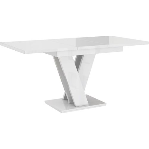 Table A Manger Extensible Massi - Blanc Laque 120-160 Cm