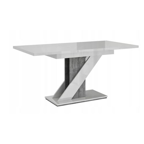 Table A Manger Extensible Evan - Blanc Laque Et Beton 120-160 Cm
