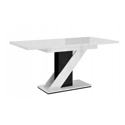 Table A Manger Extensible Evan - Blanc Laque Et Noir 120-160 Cm