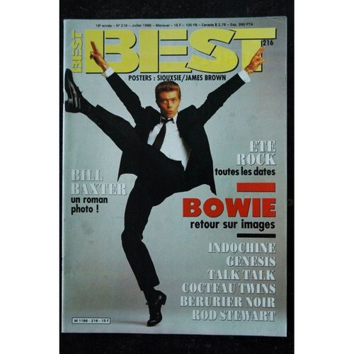 Best 216 Juillet 1986 Cover David Bowie Bill Baxter Indochine Genesis Talk Talk Rod Stewart Posters Siouxsie James Brown