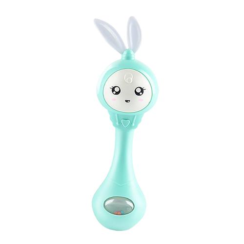 Shiwaki Dessin Anime Lapin Bebe Secouant Hochet Main Cloche Musique Lumiere Jouet De Dentition Vert Rakuten