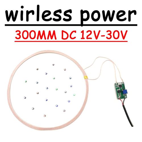 Alimentation sans fil à distance,bobine de charge sans fil,émetteur de charge à induction,récepteur LED,modèle de bricolage,DC 12V,24V,300mm - Type module W 10LED