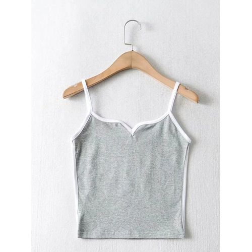 Haut Court À Bretelles Spaghetti Pour Femmes,Camisole Sans Manches,Camisole Décontractée,Camisole À Col En V,Camisole Verte,Camisole Grise,Noir,Sexy,Été,Médicaments,107,2024