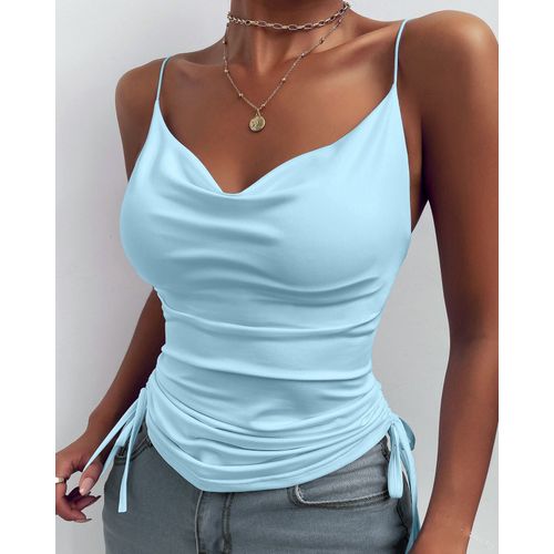 Camisole À Col En V Pour Femmes,Haut Court D'été,Bretelles Spaghetti,Chemise Précieuse