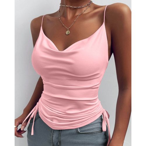 Camisole À Col En V Pour Femmes,Haut Court D'été,Bretelles Spaghetti,Chemise Précieuse