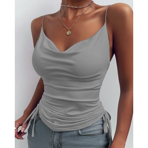 Camisole À Col En V Pour Femmes,Haut Court D'été,Bretelles Spaghetti,Chemise Précieuse