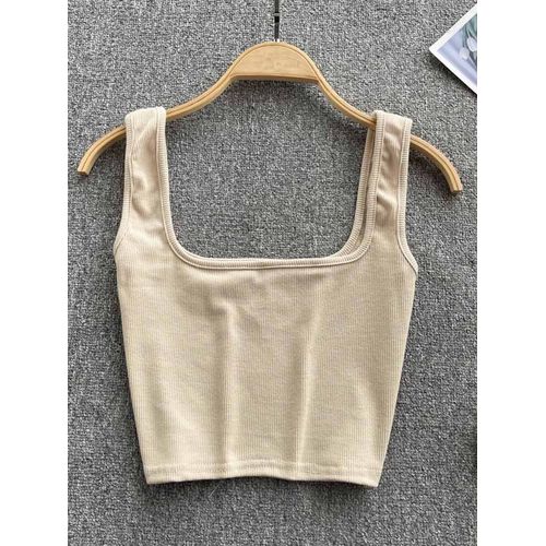 Débardeur Femmes Sexy Dos Nu Y2k Haut Slim Fit Bas Blouse Solide Haut Court Sans Manches Camis Mujer