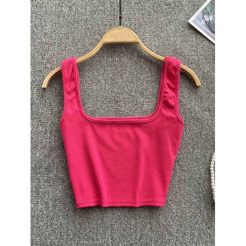 Débardeur Femmes Sexy Dos Nu Y2k Haut Slim Fit Bas Blouse Solide Haut Court Sans Manches Camis Mujer