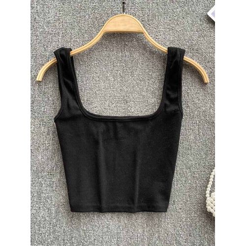 Débardeur Femmes Sexy Dos Nu Y2k Haut Slim Fit Bas Blouse Solide Haut Court Sans Manches Camis Mujer