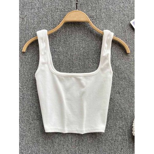 Débardeur Femmes Sexy Dos Nu Y2k Haut Slim Fit Bas Blouse Solide Haut Court Sans Manches Camis Mujer