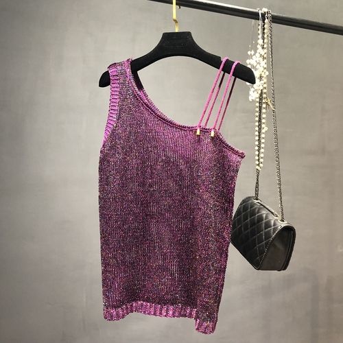 Pull Joker Sexy À Épaules Inclinées Pour Femme,Haut En Soie Fine,Brillante,Facile À Enfiler,Été
