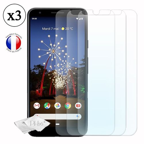Pack 3 Films De Protection D'écran En Verre Trempé Haute Transparence, Ultra Résistant, Ultra Slim, Anti Traces Compatible Pour Google Pixel 3a