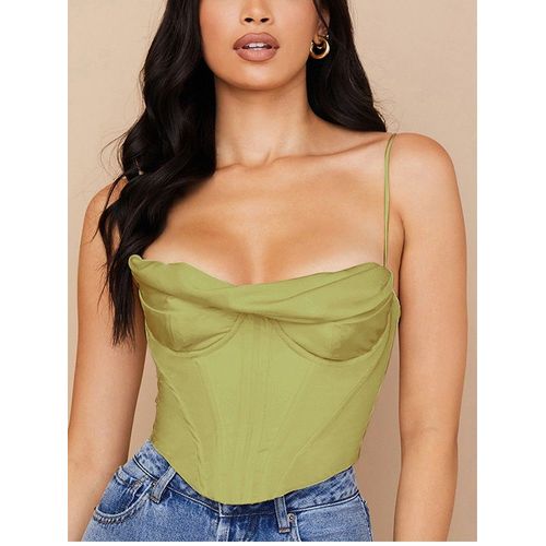 Newasia-Corset En Satin Pour Femme,Bretelles Spaghetti,Doublure,Col Capot,Désocumbria Rembourré,2 Couches,Dos Aux,Fermeture Éclair,Bustier Sexy,Crop Y-Women,2021