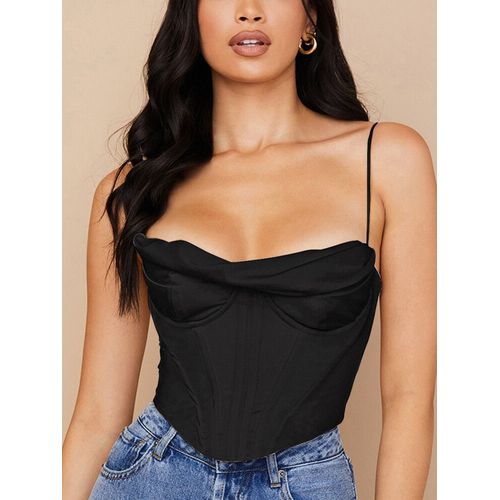 Newasia-Corset En Satin Pour Femme,Bretelles Spaghetti,Doublure,Col Capot,Désocumbria Rembourré,2 Couches,Dos Aux,Fermeture Éclair,Bustier Sexy,Crop Y-Women,2021