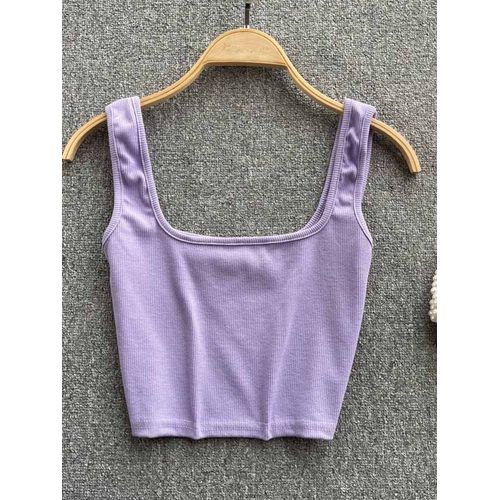 Débardeur Femmes Sexy Dos Nu Y2k Haut Slim Fit Bas Blouse Solide Haut Court Sans Manches Camis Mujer