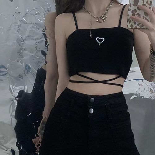 Haut Tubulaire Court Pour Femmes,Débardeur Sexy,Corset,Slim,Imprimé,Bandage Croisé,Gilet Sans Manches,Été