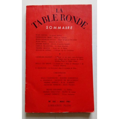 Revue La Table Ronde N°161 Mai 1961 - Librairie Plon