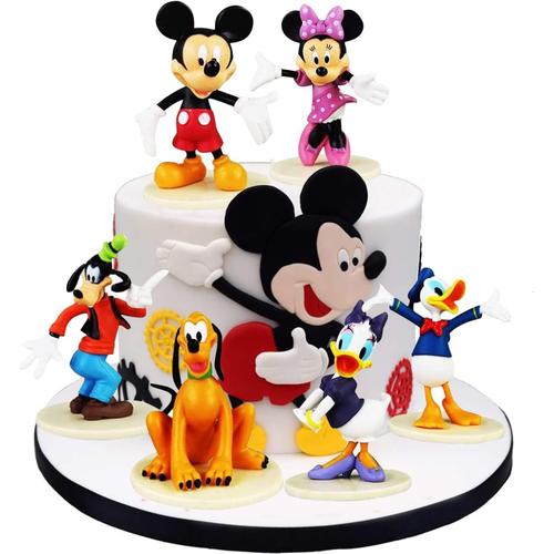 Red, Black, Yellow, White Red, Black, Yellow, White Minnie Mickey Cake Topper,6 Pièces Mickey Figurine,Donald Duck Minnie Figurine,Figurine Minnie Pour