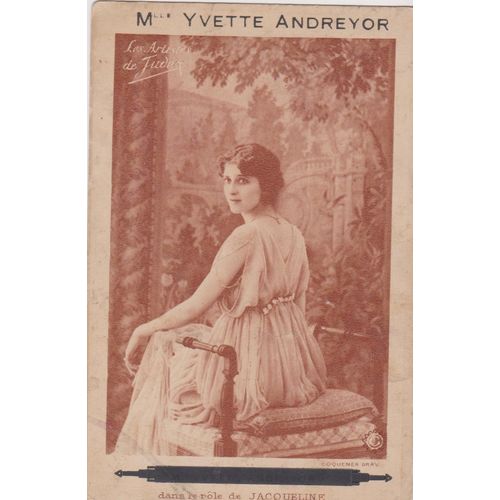 Mademoiselle Yvette Andreyor Dans Le Rôle De Jacquueline De Judex - 1917 (Cinéma Muet) Avec Visa De Censure