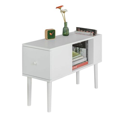 Sobuy® Fbt60-W Bout De Canapé Table Café Table D¿Appoint Porte Magasine Porte Revues Avec Tiroir¿ Blanc