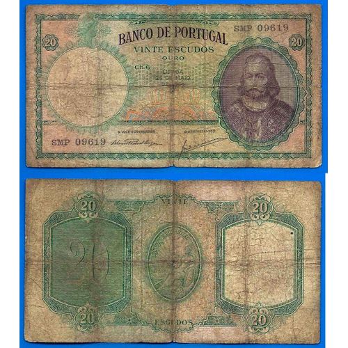 Portugal 20 Escudos 1954 Billet Menezes Escudo