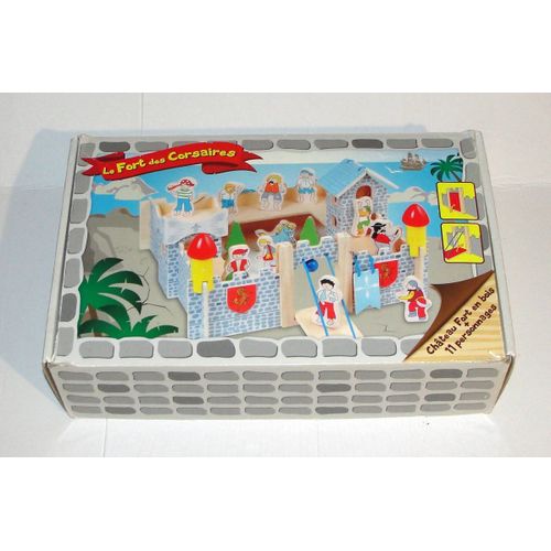 Le Fort Des Corsaires Chateau En Bois Jeux De Construction + 11 Figurines Partner Jouet
