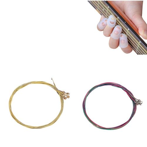 Cordes De Guitare 2 X 6 Pcs Avec 4 Protège-Doigts Multicolore