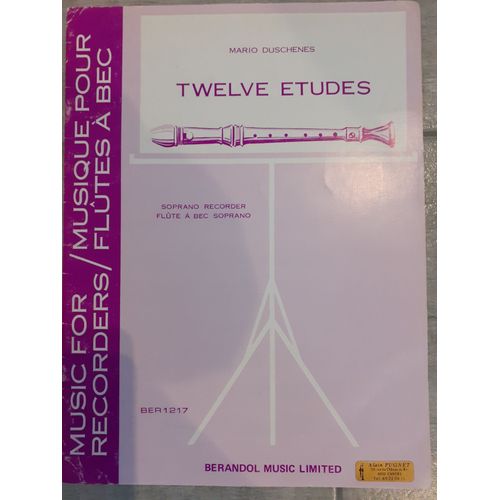 Twelve Etudes Soprano Recorder (Flûte À Bec Soprano)