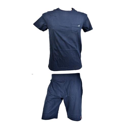 Pyjama Homme New Man En Coton -Chaleur, Douceur Et Confort- Pyjacourt Newman 3616 Col Rond Marine